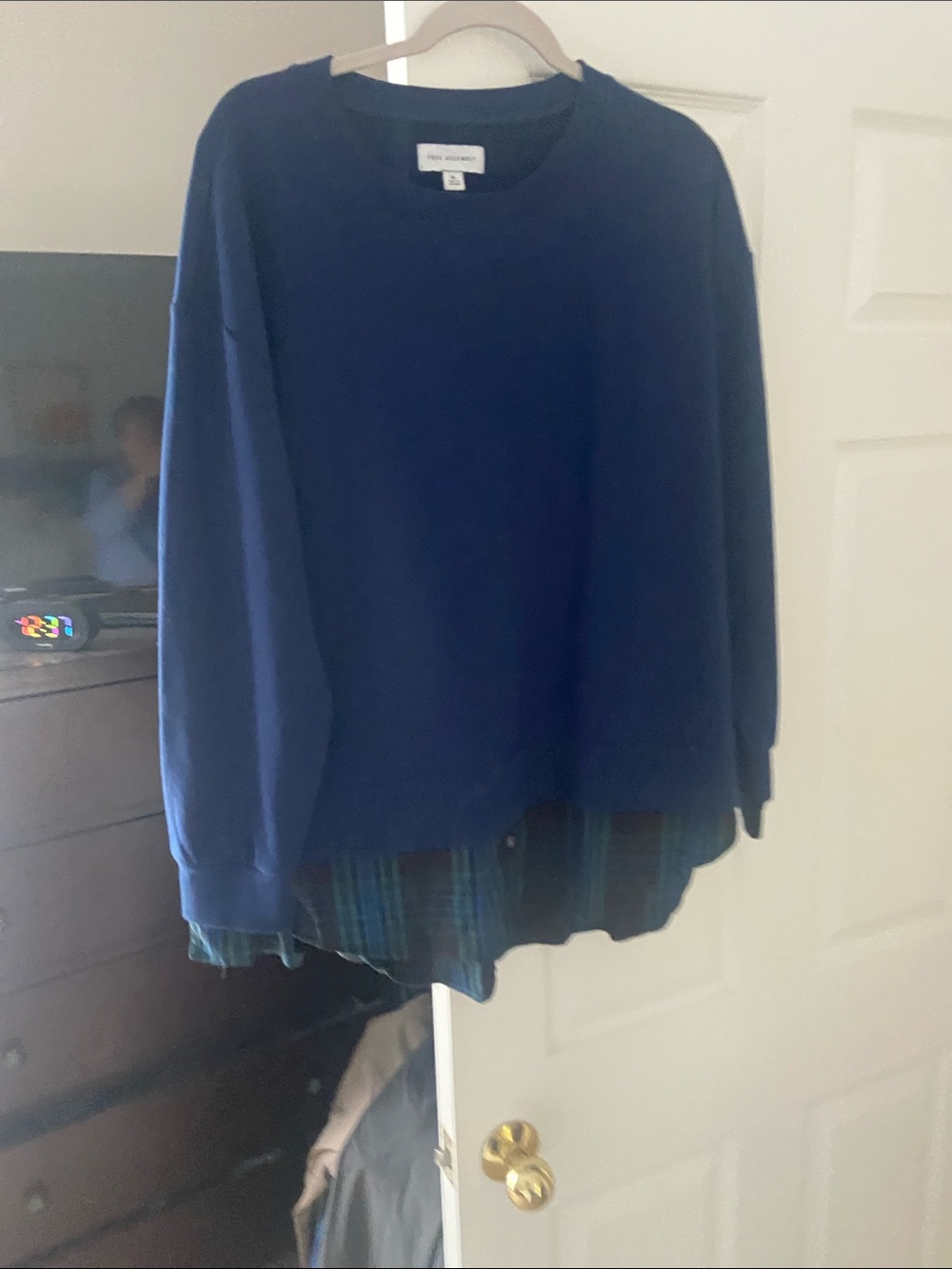 Navy Blue Layered Sweatshirt Blouse